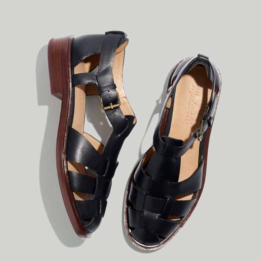 NEW Madewell Rina Fisherman Flats black sz 7